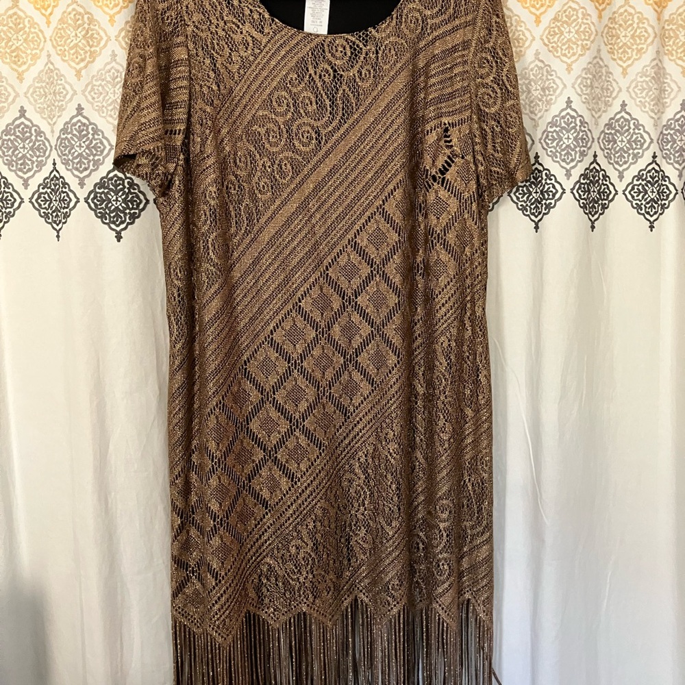 Helene Blake Lace Fringe Midi Dress